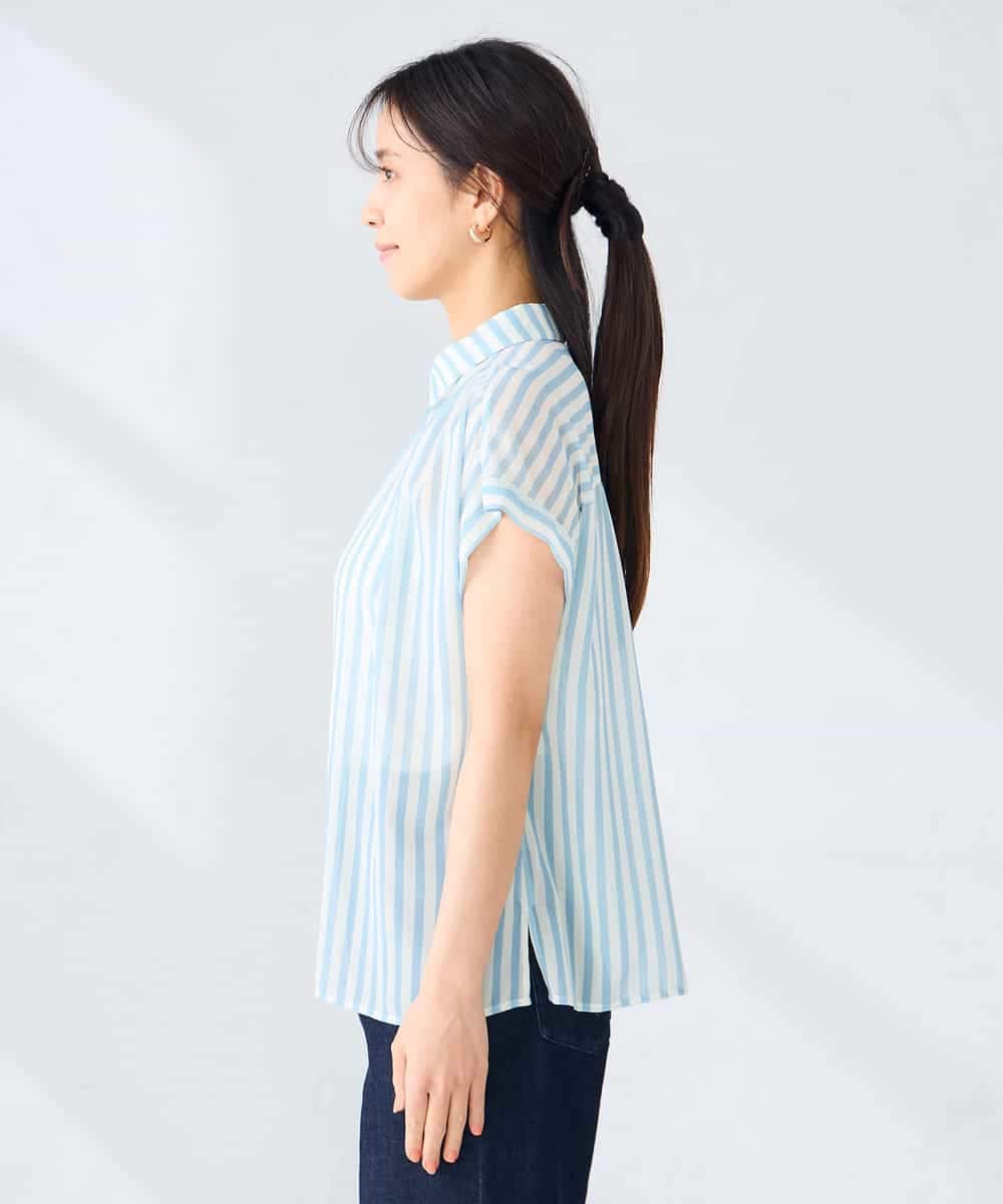 K2BGD50044 a.v.v(アー・ヴェ・ヴェ) ストライプシアーシャツ ライトブルー