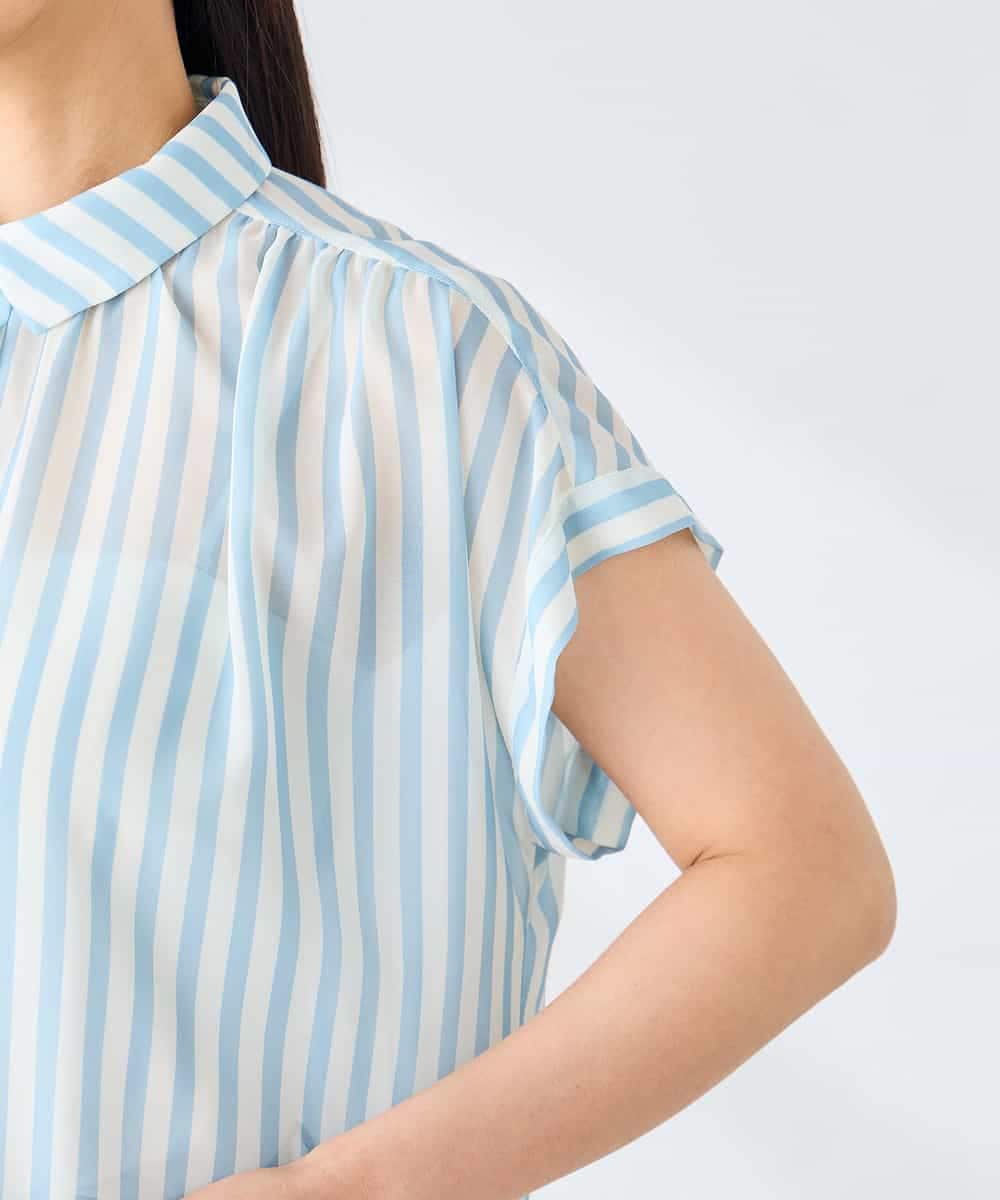 K2BGD50044 a.v.v(アー・ヴェ・ヴェ) ストライプシアーシャツ ライトブルー