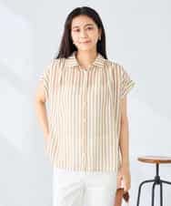 K2BGD50044 a.v.v(アー・ヴェ・ヴェ) ストライプシアーシャツ ベージュ