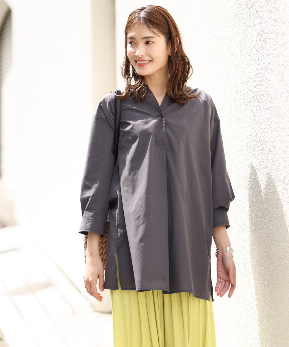 K2BGS35049 a.v.v(アー・ヴェ・ヴェ) スキッパーシャツ ダークグレー