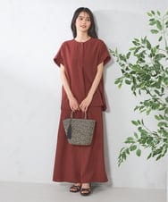 K2BHA23044 a.v.v(アー・ヴェ・ヴェ) 【接触冷感/UVカット/イージーケア】麻調スキッパーブラウス ネイビー