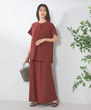 K2BHA23044 a.v.v(アー・ヴェ・ヴェ) 【接触冷感/UVカット/イージーケア】麻調スキッパーブラウス ネイビー