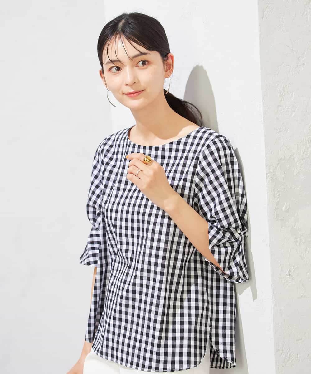 K2BHA48039 a.v.v(アー・ヴェ・ヴェ) タックスリーブブラウス【WEB限定】 ネイビー