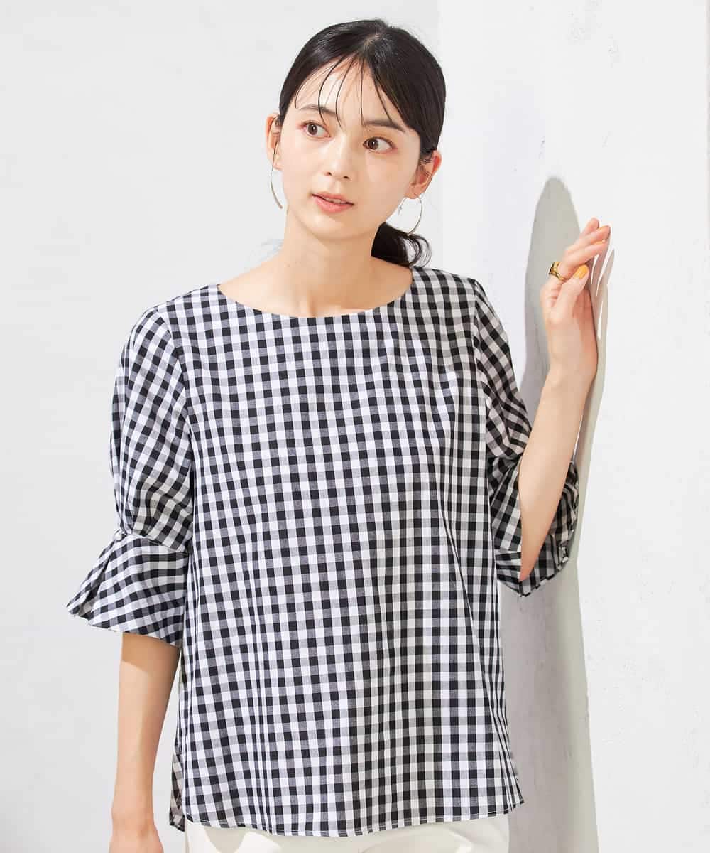 K2BHA48039 a.v.v(アー・ヴェ・ヴェ) タックスリーブブラウス【WEB限定】 ネイビー