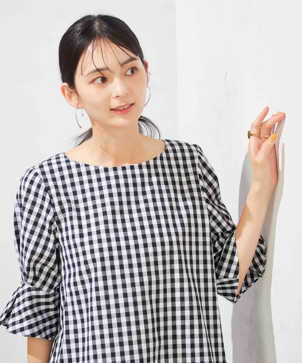 K2BHA48039 a.v.v(アー・ヴェ・ヴェ) タックスリーブブラウス【WEB限定】 ネイビー