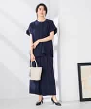 K2BHD06044 a.v.v(アー・ヴェ・ヴェ) 【接触冷感/UVカット】リネンライクスキッパーブラウス【セットアップ対応/アンチピリング】 ネイビー