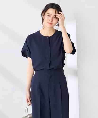 K2BHD06044 a.v.v 【接触冷感/UVカット】リネンライクスキッパーブラウス【セットアップ対応/アンチピリング】