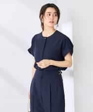 K2BHD06044 a.v.v(アー・ヴェ・ヴェ) 【接触冷感/UVカット】リネンライクスキッパーブラウス【セットアップ対応/アンチピリング】 ネイビー