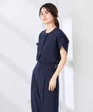 K2BHD06044 a.v.v(アー・ヴェ・ヴェ) 【接触冷感/UVカット】リネンライクスキッパーブラウス【セットアップ対応/アンチピリング】 ネイビー