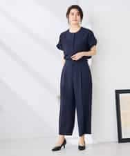 K2BHD06044 a.v.v(アー・ヴェ・ヴェ) 【接触冷感/UVカット】リネンライクスキッパーブラウス【セットアップ対応/アンチピリング】 ネイビー