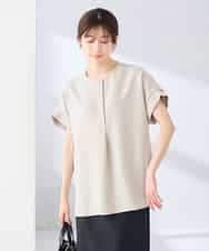 K2BHD06044 a.v.v(アー・ヴェ・ヴェ) 【接触冷感/UVカット】リネンライクスキッパーブラウス【セットアップ対応/アンチピリング】 ネイビー