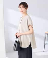 K2BHD06044 a.v.v(アー・ヴェ・ヴェ) 【接触冷感/UVカット】リネンライクスキッパーブラウス【セットアップ対応/アンチピリング】 ネイビー