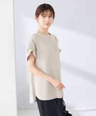 K2BHD06044 a.v.v(アー・ヴェ・ヴェ) 【接触冷感/UVカット】リネンライクスキッパーブラウス【セットアップ対応/アンチピリング】 ネイビー