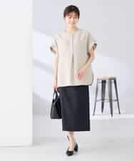 K2BHD06044 a.v.v(アー・ヴェ・ヴェ) 【接触冷感/UVカット】リネンライクスキッパーブラウス【セットアップ対応/アンチピリング】 ネイビー