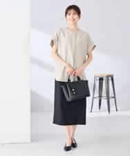 K2BHD06044 a.v.v(アー・ヴェ・ヴェ) 【接触冷感/UVカット】リネンライクスキッパーブラウス【セットアップ対応/アンチピリング】 ネイビー