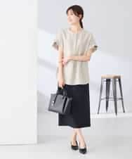 K2BHD06044 a.v.v(アー・ヴェ・ヴェ) 【接触冷感/UVカット】リネンライクスキッパーブラウス【セットアップ対応/アンチピリング】 ネイビー