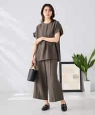 K2BHD06044 a.v.v(アー・ヴェ・ヴェ) 【接触冷感/UVカット】リネンライクスキッパーブラウス【セットアップ対応/アンチピリング】 ネイビー