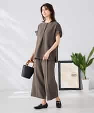 K2BHD06044 a.v.v(アー・ヴェ・ヴェ) 【接触冷感/UVカット】リネンライクスキッパーブラウス【セットアップ対応/アンチピリング】 ネイビー