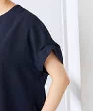 K2BHD06044 a.v.v(アー・ヴェ・ヴェ) 【接触冷感/UVカット】リネンライクスキッパーブラウス【セットアップ対応/アンチピリング】 ネイビー