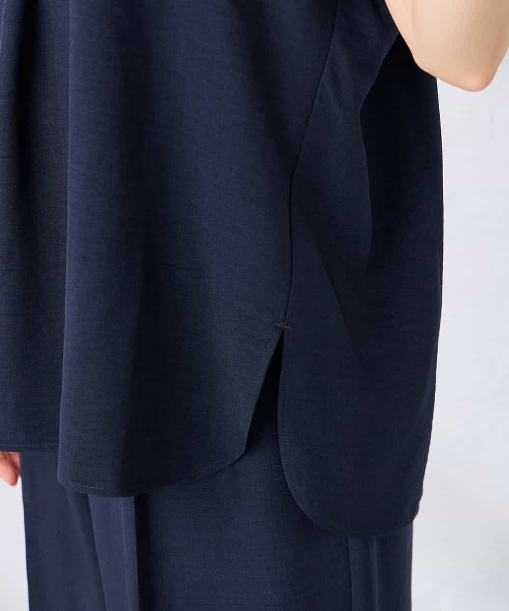 K2BHD06044 a.v.v(アー・ヴェ・ヴェ) 【接触冷感/UVカット】リネンライクスキッパーブラウス【セットアップ対応/アンチピリング】 ネイビー