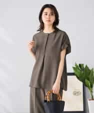 K2BHD06044 a.v.v(アー・ヴェ・ヴェ) 【接触冷感/UVカット】リネンライクスキッパーブラウス【セットアップ対応/アンチピリング】 ダークグレー