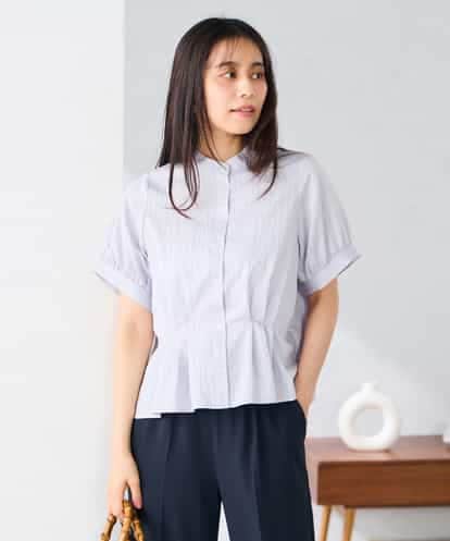 K2BHD36049 a.v.v ストライプペプラムクロップドシャツ