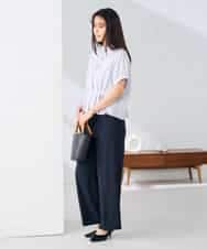 K2BHD36049 a.v.v(アー・ヴェ・ヴェ) ストライプペプラムクロップドシャツ ライトブルー