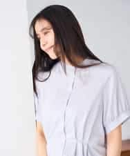 K2BHD36049 a.v.v(アー・ヴェ・ヴェ) ストライプペプラムクロップドシャツ ライトブルー