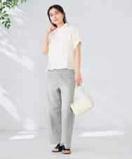 K2BHD36049 a.v.v(アー・ヴェ・ヴェ) ストライプペプラムクロップドシャツ ライトブルー