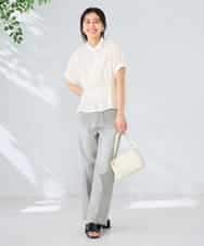 K2BHD36049 a.v.v(アー・ヴェ・ヴェ) ストライプペプラムクロップドシャツ ライトブルー