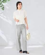 K2BHD36049 a.v.v(アー・ヴェ・ヴェ) ストライプペプラムクロップドシャツ ライトブルー