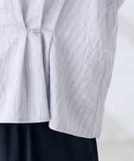 K2BHD36049 a.v.v(アー・ヴェ・ヴェ) ストライプペプラムクロップドシャツ ライトブルー