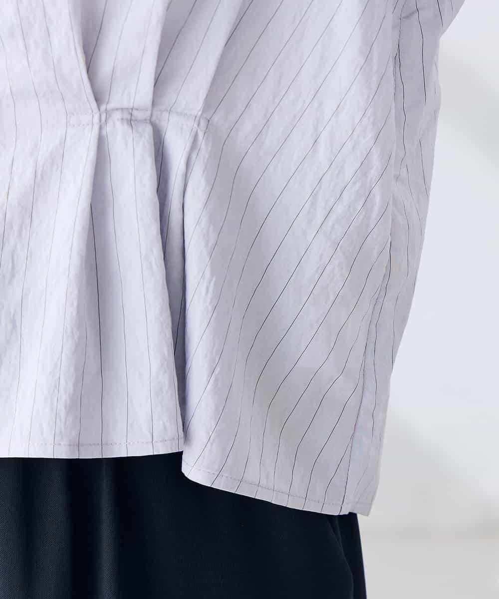 K2BHD36049 a.v.v(アー・ヴェ・ヴェ) ストライプペプラムクロップドシャツ ライトブルー