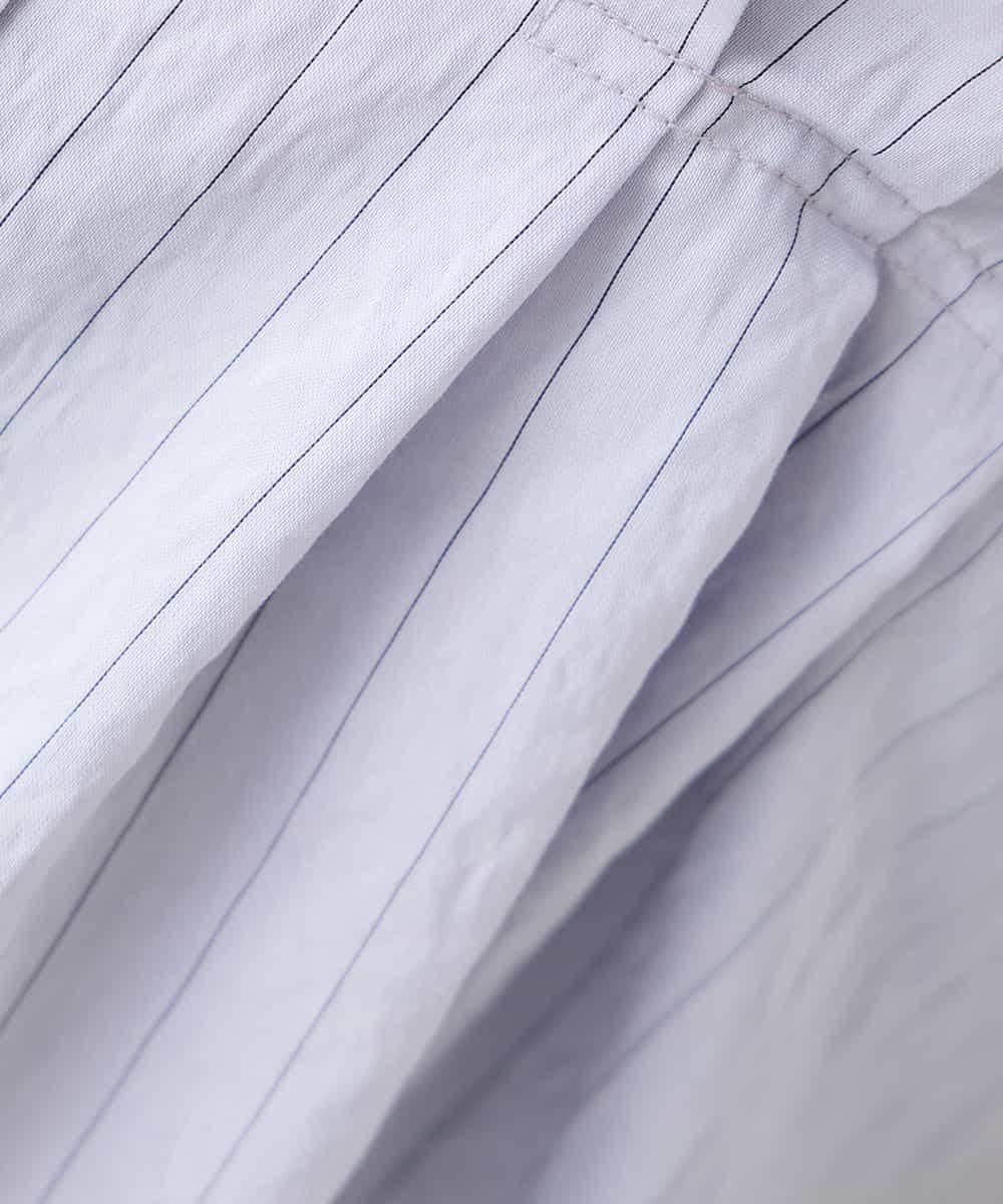 K2BHD36049 a.v.v(アー・ヴェ・ヴェ) ストライプペプラムクロップドシャツ ライトブルー