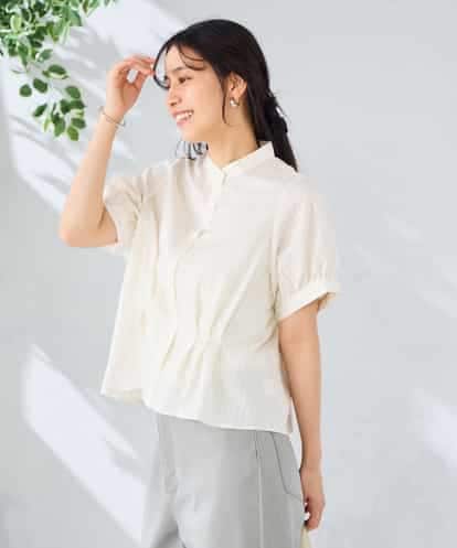 K2BHD36049 a.v.v ストライプペプラムクロップドシャツ