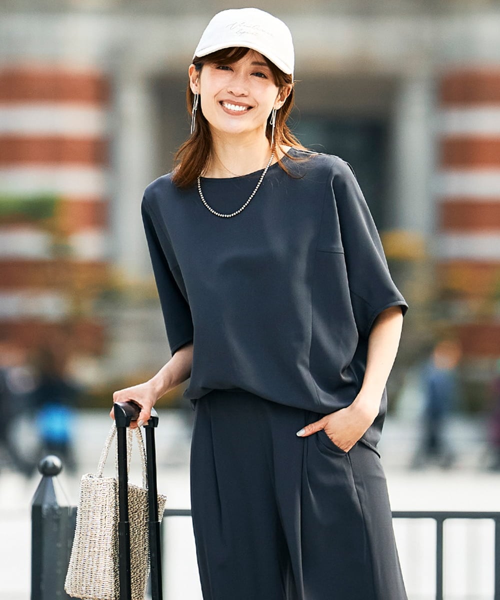 K2BHD37049 a.v.v(アー・ヴェ・ヴェ) ドルマンTブラウス【セットアップ対応】 ダークグレー