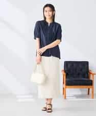 K2BHD39049 a.v.v(アー・ヴェ・ヴェ) フロントフリルデザインブラウス ネイビー