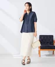 K2BHD39049 a.v.v(アー・ヴェ・ヴェ) フロントフリルデザインブラウス ネイビー