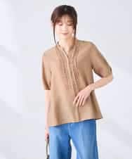 K2BHD39049 a.v.v(アー・ヴェ・ヴェ) フロントフリルデザインブラウス ネイビー