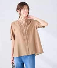 K2BHD39049 a.v.v(アー・ヴェ・ヴェ) フロントフリルデザインブラウス ネイビー