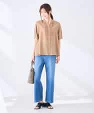 K2BHD39049 a.v.v(アー・ヴェ・ヴェ) フロントフリルデザインブラウス ネイビー