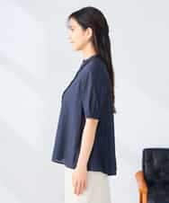 K2BHD39049 a.v.v(アー・ヴェ・ヴェ) フロントフリルデザインブラウス ネイビー