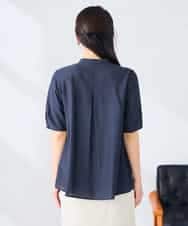 K2BHD39049 a.v.v(アー・ヴェ・ヴェ) フロントフリルデザインブラウス ネイビー