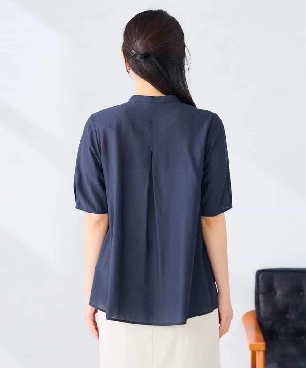 K2BHD39049 a.v.v(アー・ヴェ・ヴェ) フロントフリルデザインブラウス ネイビー