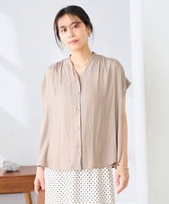 K2BHD40044 a.v.v(アー・ヴェ・ヴェ) Vネックギャザーブラウス アイボリー