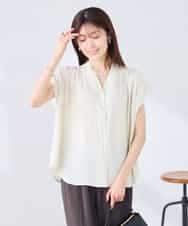 K2BHD40044 a.v.v(アー・ヴェ・ヴェ) Vネックギャザーブラウス アイボリー