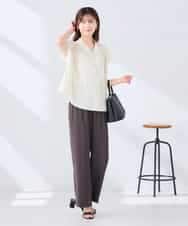 K2BHD40044 a.v.v(アー・ヴェ・ヴェ) Vネックギャザーブラウス アイボリー