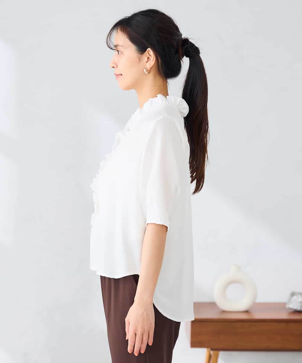 K2BHD42049 a.v.v(アー・ヴェ・ヴェ) フリルネックブラウス ホワイト