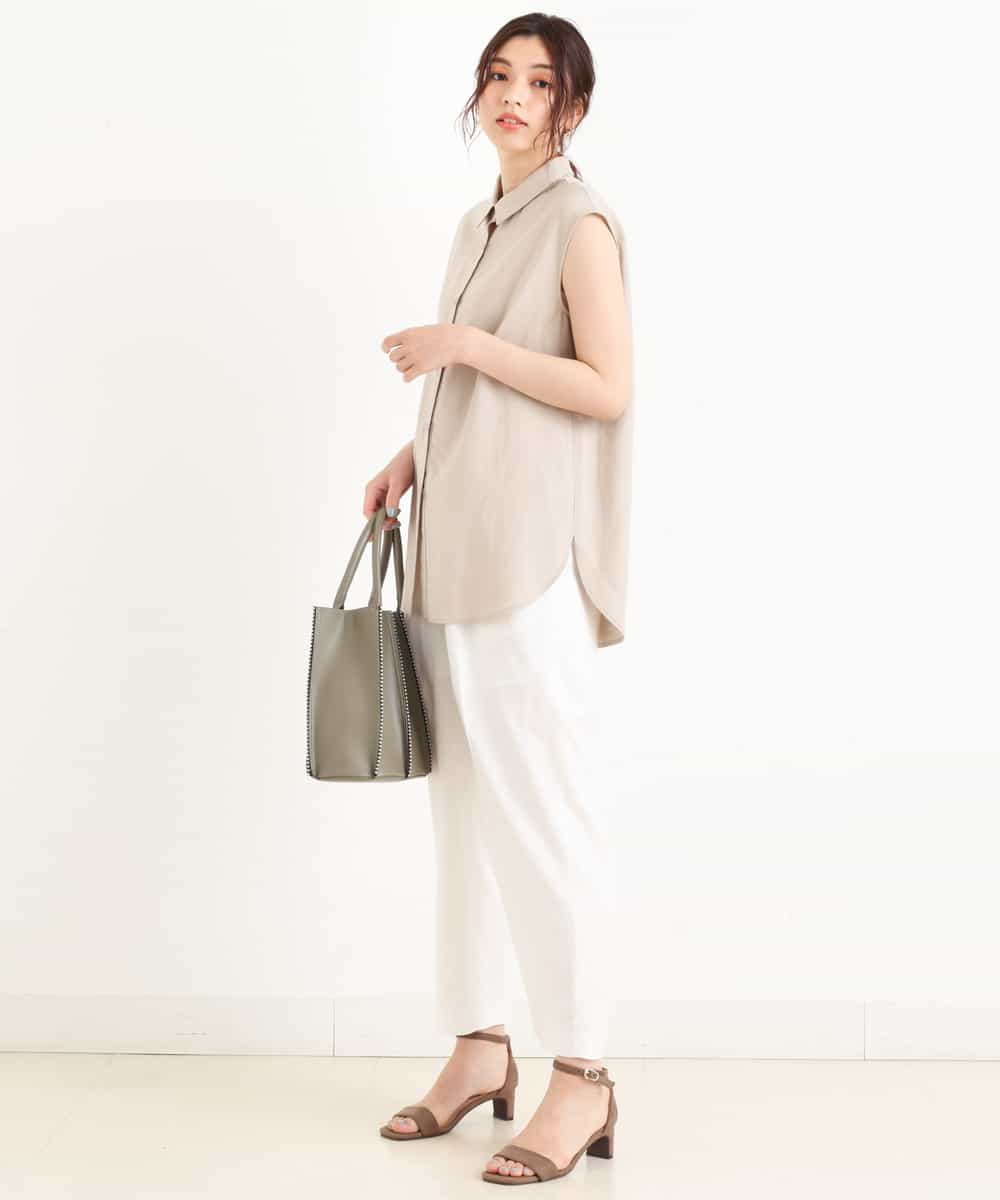 K2BHM38044 a.v.v(アー・ヴェ・ヴェ) 麻混フレンチスリーブブラウス ベージュ
