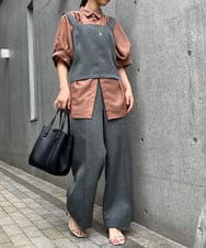 K2BHS44044 a.v.v(アー・ヴェ・ヴェ) 【UVカット/接触冷感】セミシアータックスリーブオーバーシャツ ダークグレー